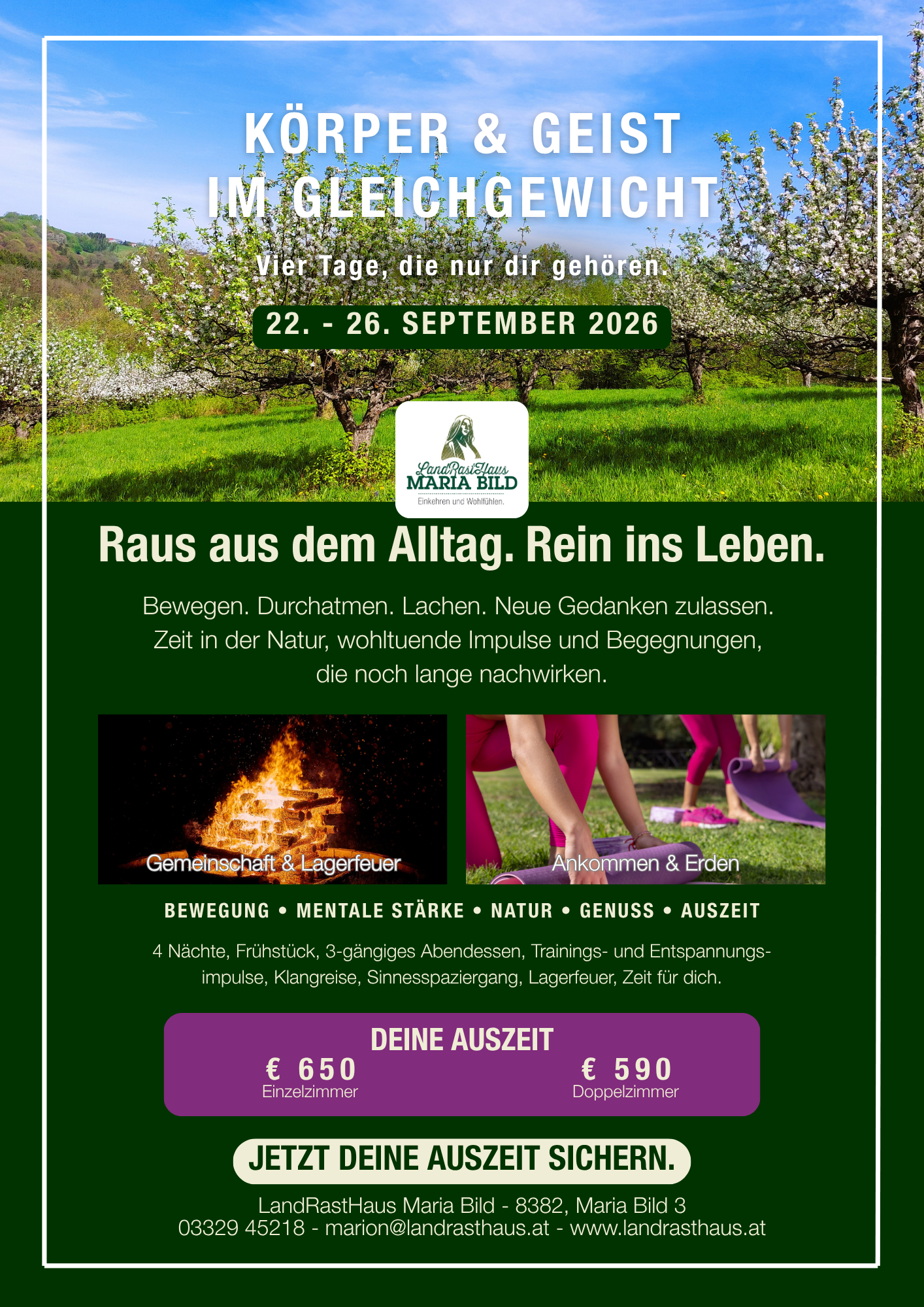Retreat - Körper & Geist im Gleichgewicht - LandRastHaus Maria Bild